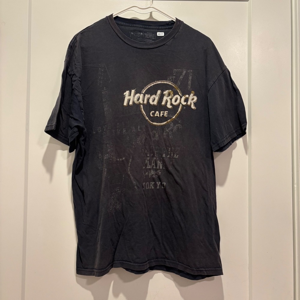 Hard Rock Cafe Tokyo Mens XL Black Graphic T-Shirt Short Sleeve Cotton Tee